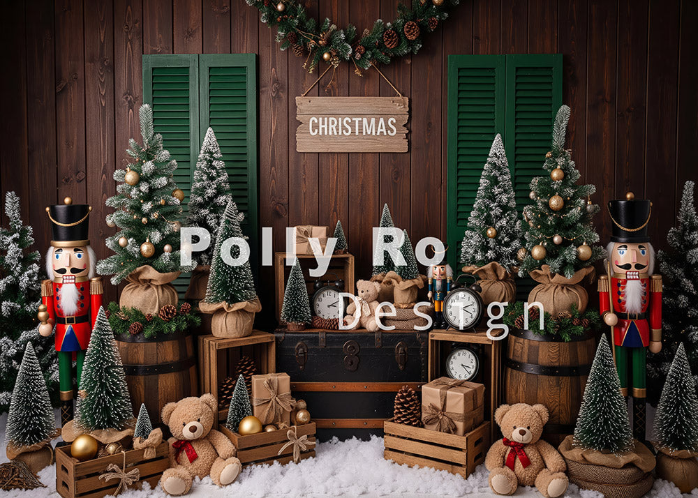 Avezano Nutcracker Teddy Bear Christmas Backdrop Designed By Polly Ro