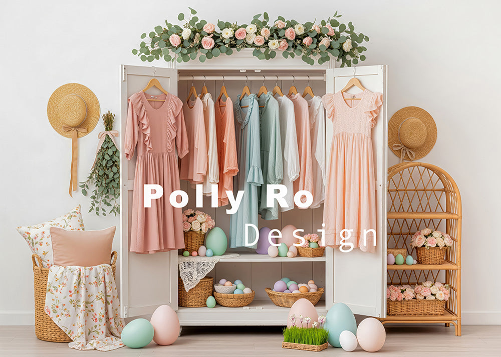 Toile de fond pour photographie de pailles et d'œufs de Pâques d'Avezano conçue par Polly Ro Design