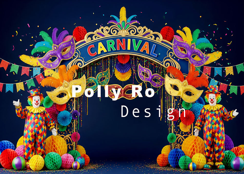 Avezano Carnival Mask Clown Arch Photography Backdrop Designed By Polly Ro Design