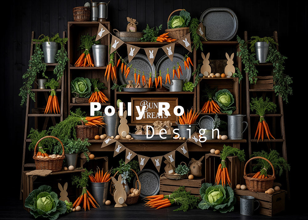 Avezano Easter Carrot Rustic Shelf Photography Backdrop Designed By Polly Ro Design