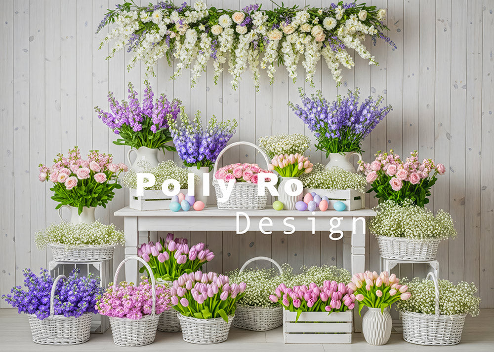 Toile de fond pour photographie de pailles et d'œufs de Pâques d'Avezano conçue par Polly Ro Design