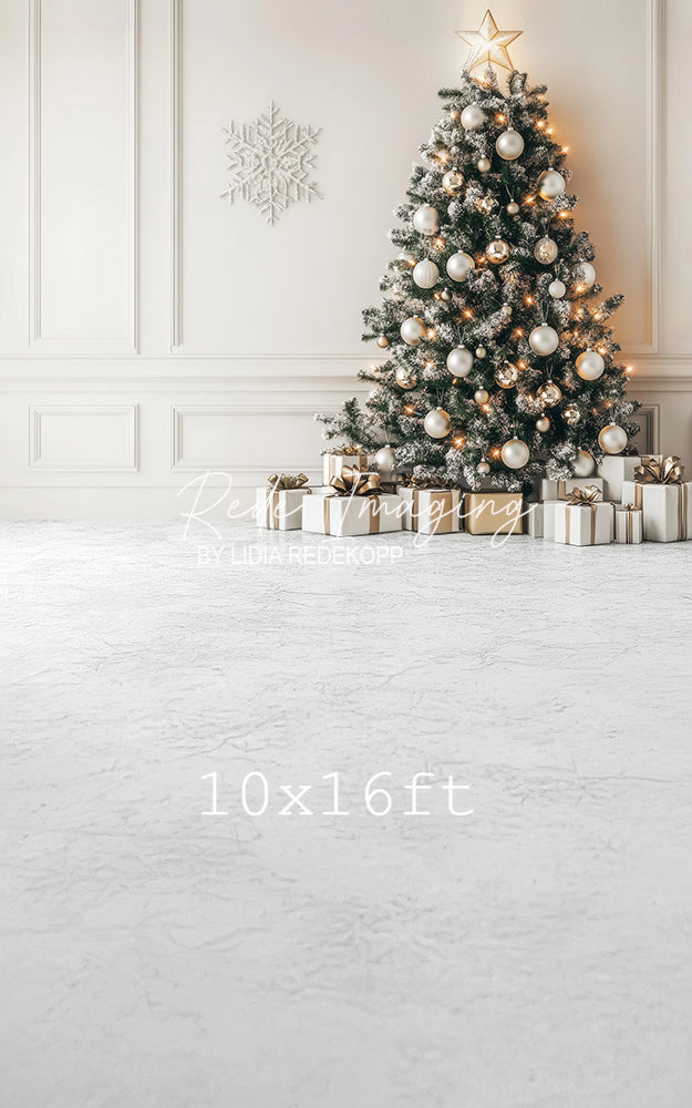 Avezano White Gold Christmas Tree Gift Photography Backdrop Designed By Lidia Redekopp
