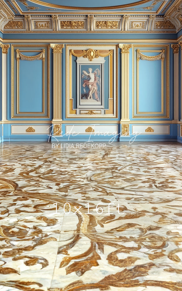 Avezano Blue Gold Ornate Palace Interior Photography Backdrop Designed By Lidia Redekopp