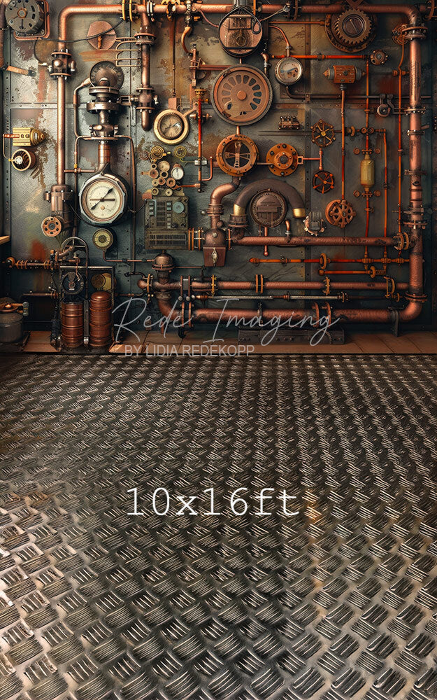 Avezano Steampunk Copper Pipe Mechanism Wall Photography Backdrop Designed By Lidia Redekopp