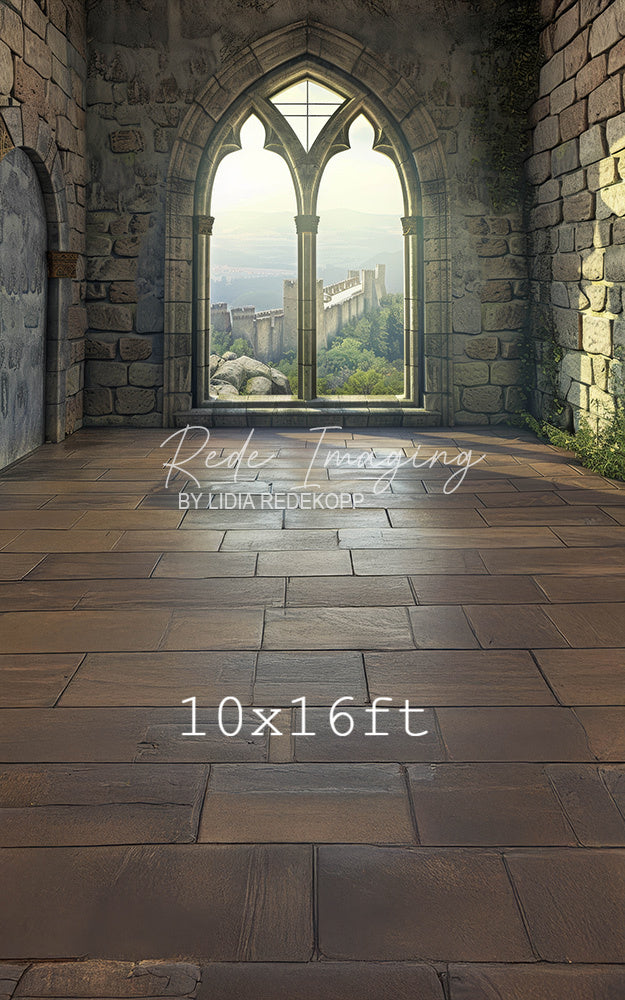Avezano Medieval Castle Gothic Window View Photography Backdrop Designed By Lidia Redekopp