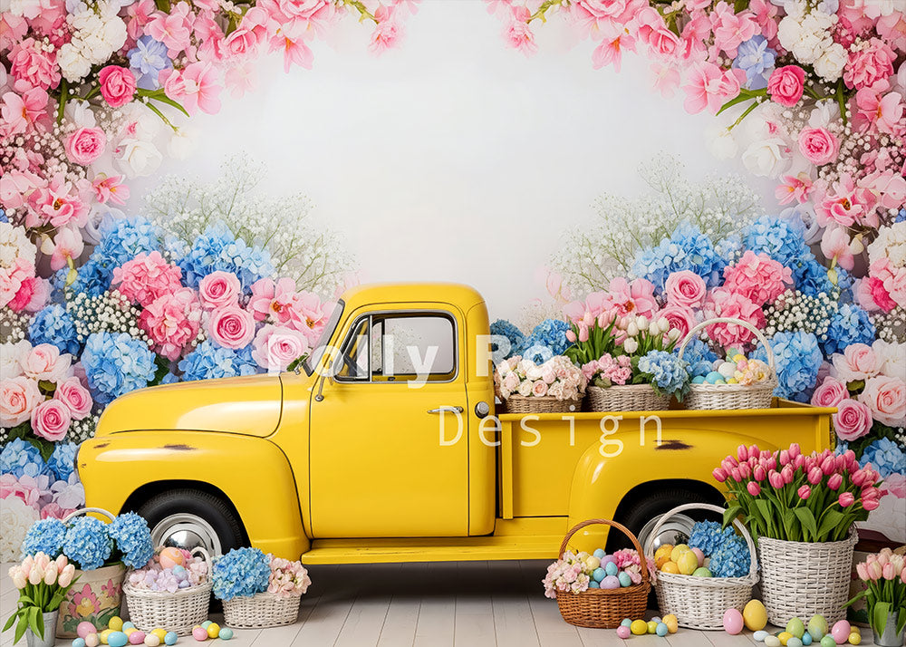 Toile de fond pour photographie de pailles et d'œufs de Pâques d'Avezano conçue par Polly Ro Design