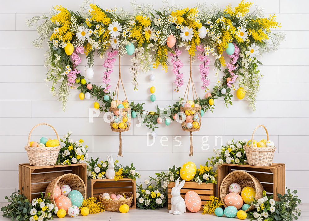 Toile de fond pour photographie de pailles et d'œufs de Pâques d'Avezano conçue par Polly Ro Design