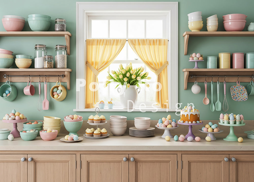 Avezano Easter Kitchen Pastel Dish Cake Tulip Photography Backdrop Designed By Polly Ro Design