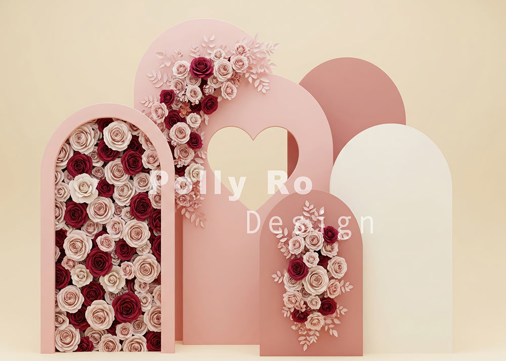 Avezano Rose Heart Arch Pastel Floral Photography Backdrop Designed By Polly Ro Design