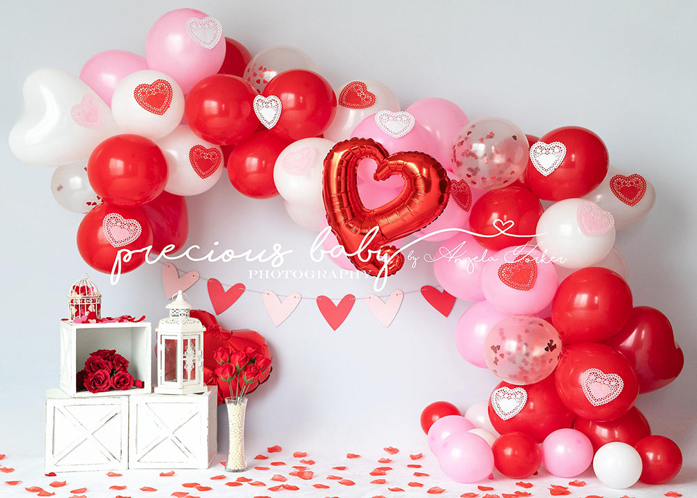Avezano Red Pink Heart Balloon Rose Decor Photography Backdrop Designed By Angela Forker