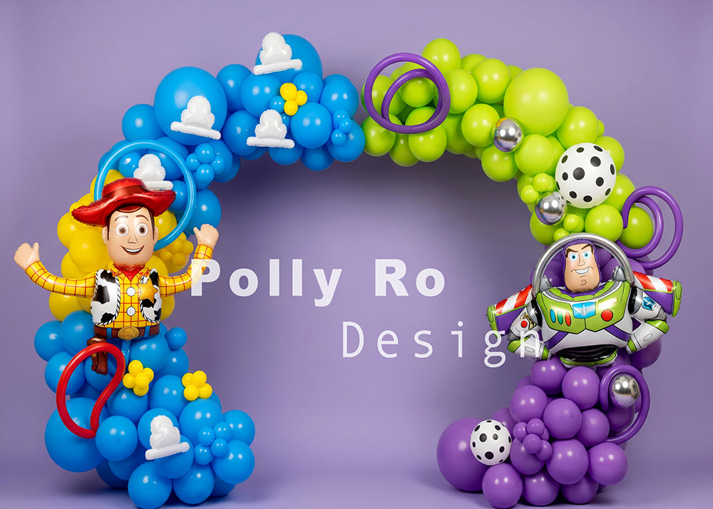 Toile de fond pour photographie de baiser de roses et de ballons de la Saint-Valentin d'Avezano conçue par Polly Ro Design