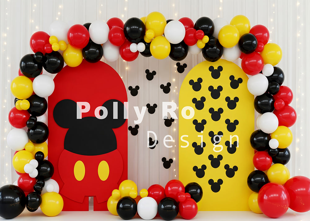 Toile de fond pour photographie de baiser de roses et de ballons de la Saint-Valentin d'Avezano conçue par Polly Ro Design