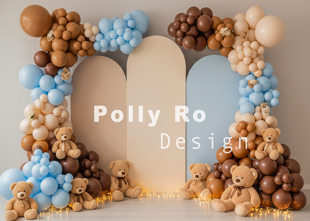 Toile de fond pour photographie de baiser de roses et de ballons de la Saint-Valentin d'Avezano conçue par Polly Ro Design