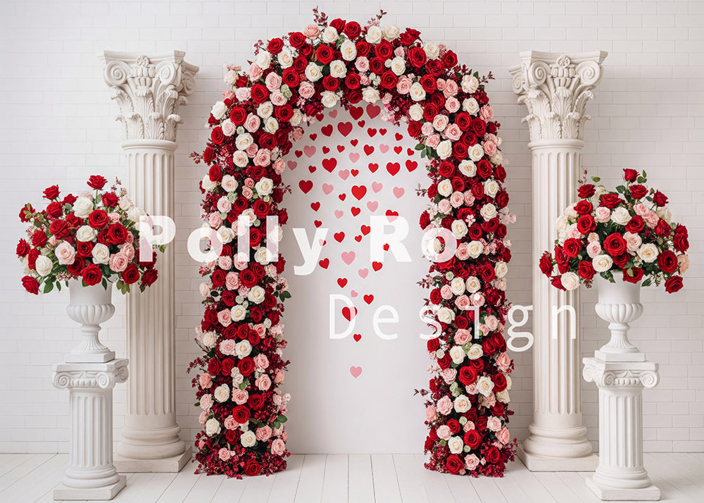 Avezano Rose Arch Valentine's Day Photography Backdrop Designed By Polly Ro Design