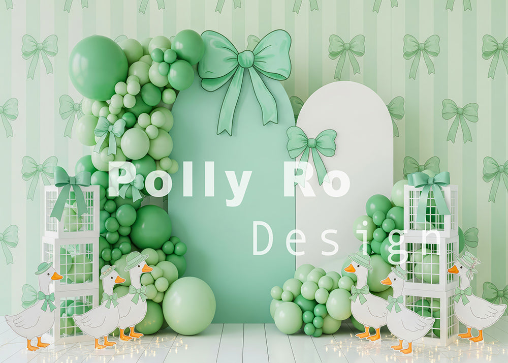 Avezano Mint Green Bow and Duck Decor Photography Backdrop Designed By Polly Ro Design