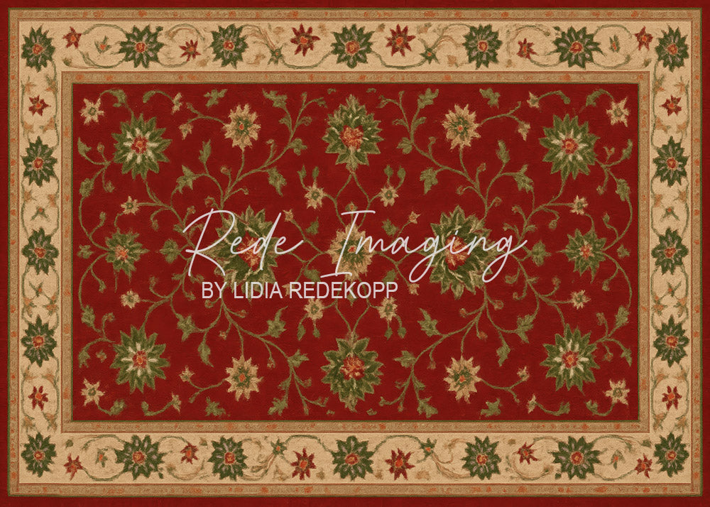 Avezano Red Floral Pattern Rug Photography Backdrop Designed By Lidia Redekopp