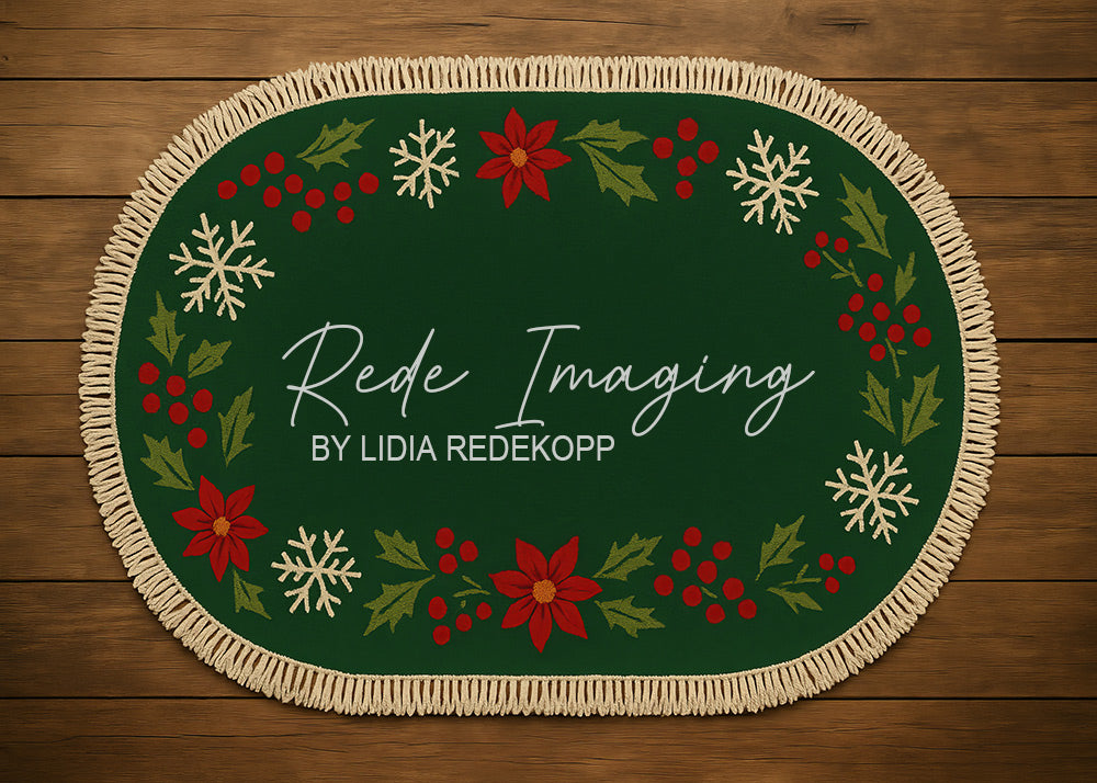 Avezano Christmas-Themed Oval Rug Photography Backdrop Designed By Lidia Redekopp