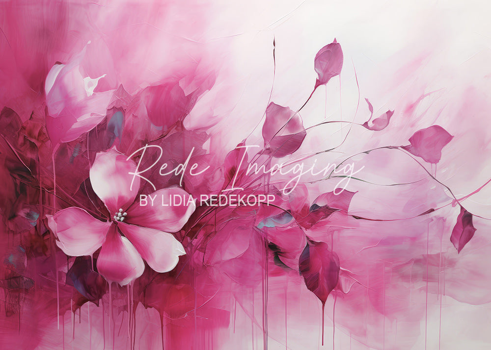 Avezano Magenta Floral Brushstroke Oil Painting Photography Backdrop Designed By Lidia Redekopp