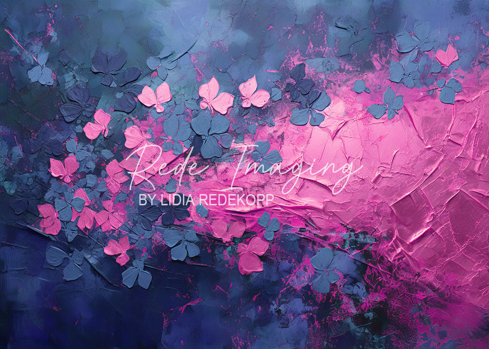 Avezano Pink and Purple Contrast Floral Oil Painting Photography Backdrop Designed By Lidia Redekopp