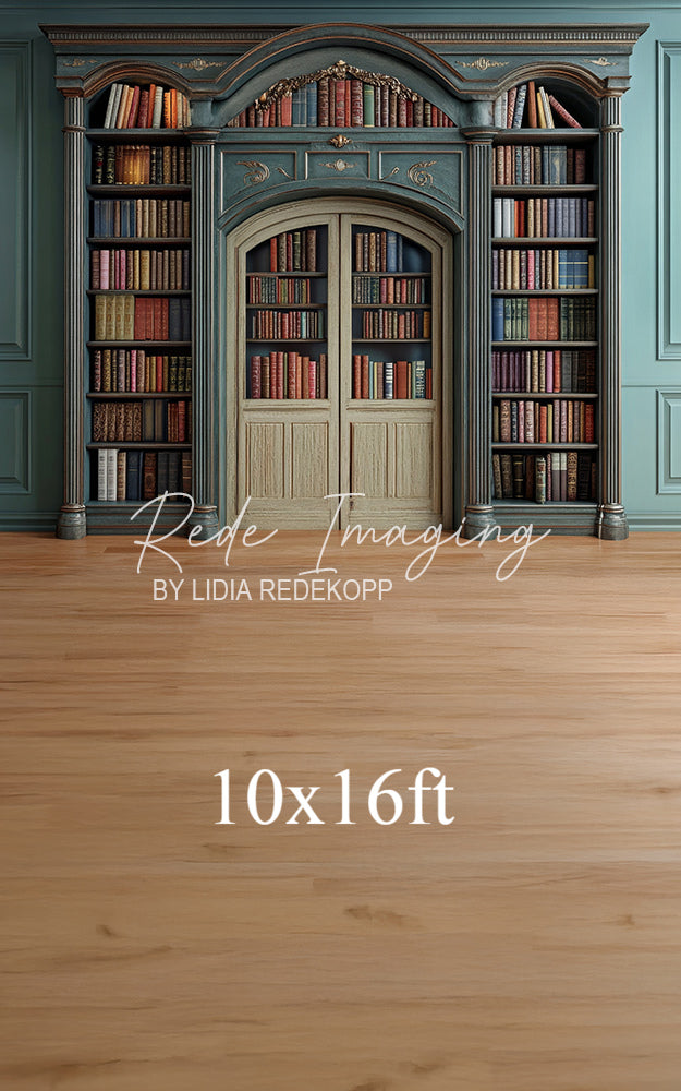 Avezano Vintage Teal Bookcase Door Photography Backdrop Designed By Lidia Redekopp