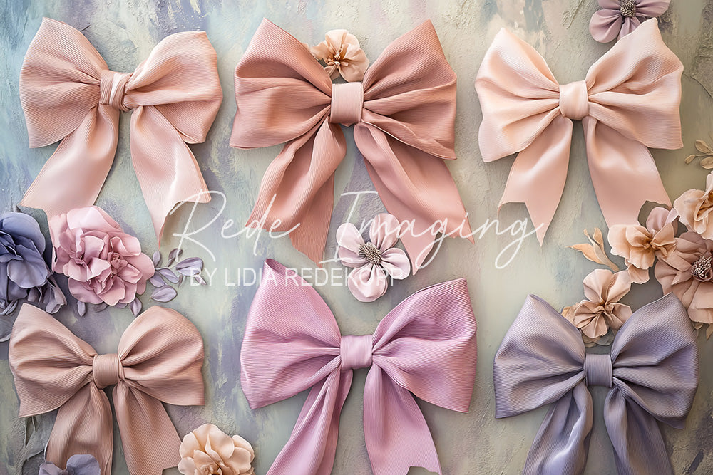 Avezano Pink and Purple Bow Floral Photography Backdrop Designed By Lidia Redekopp