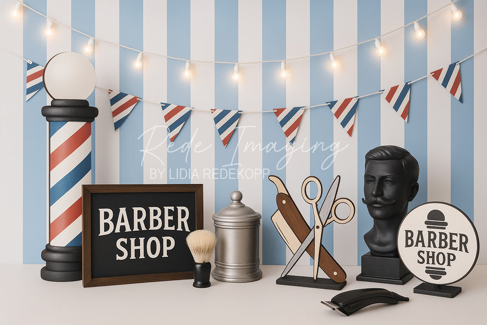 Avezano Vintage Barber Shop Themed Photography Backdrop Designed By Lidia Redekopp
