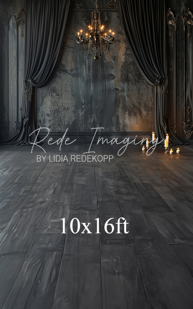 Avezano Dark Vintage Chandelier and Curtain Photography Backdrop Designed By Lidia Redekopp