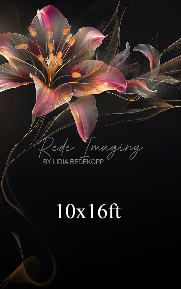Avezano Pink-Orange Lily With Golden Accents Photography Backdrop Designed By Lidia Redekopp