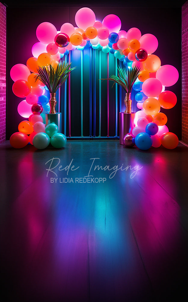 Avezano Neon Balloon and Tropical Plant Photography Backdrop Designed By Lidia Redekopp