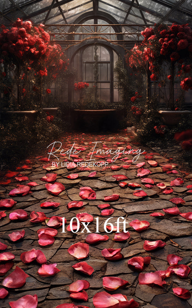 Avezano Red Rose Filled Greenhouse Photography Backdrop Designed By Lidia Redekopp