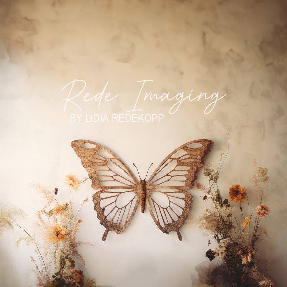 Avezano Wooden Butterfly Dried Flower Photography Backdrop Designed By Lidia Redekopp