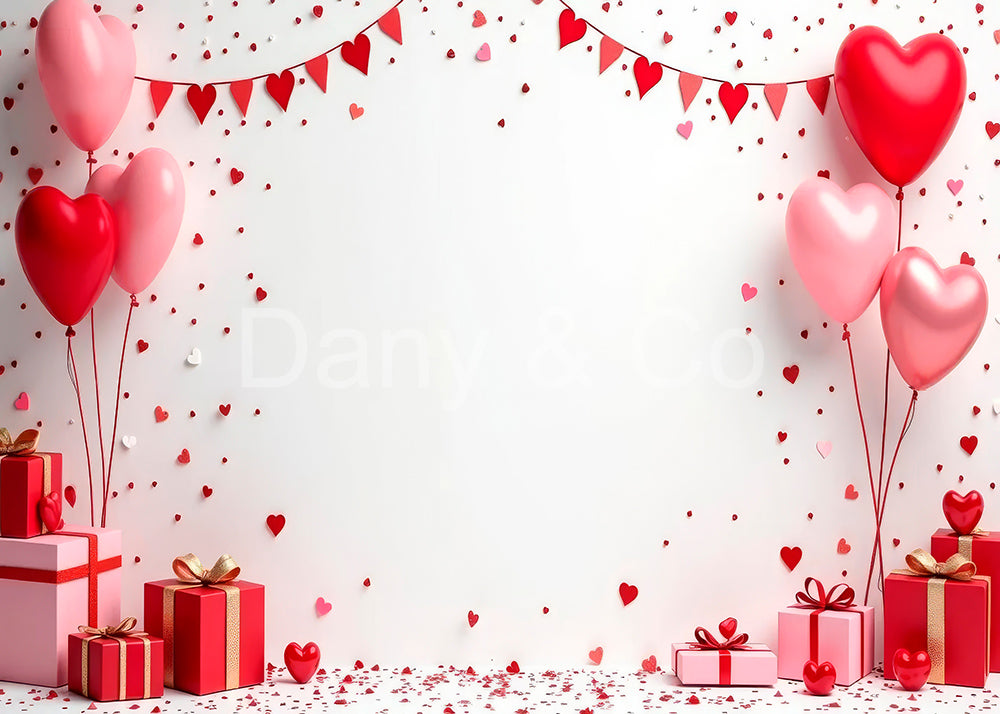 Avezano Valentine's Heart Balloons and Gift Box Backdrop Designed By Danyelle Pinnington