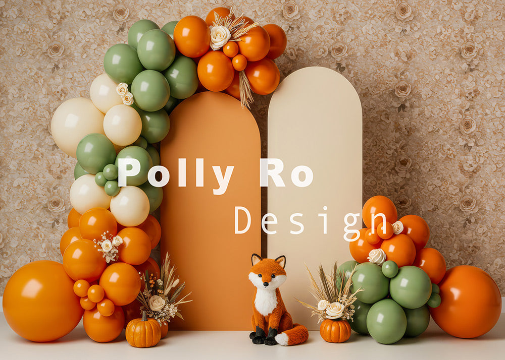 Avezano Autumn Fox Balloon Photography Backdrop Designed By Polly Ro Design
