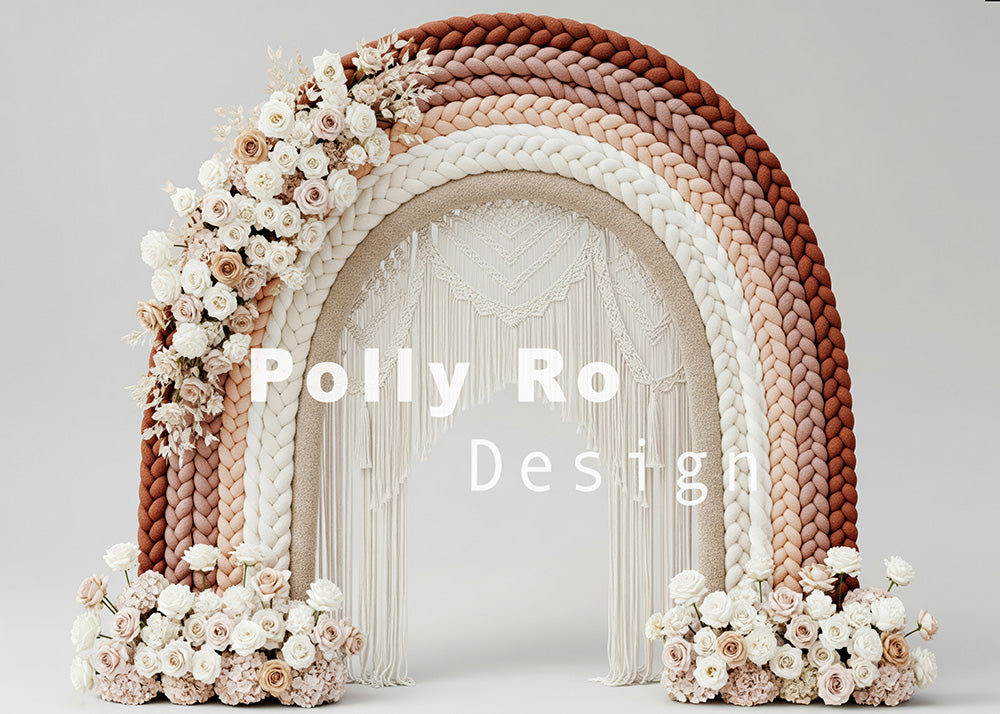 Avezano Knit Rainbow Floral Arch Photography Backdrop Designed By Polly Ro Design
