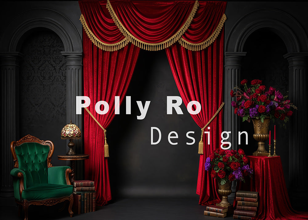 Avezano Vintage Red Velvet Photography Backdrop Designed By Polly Ro Design