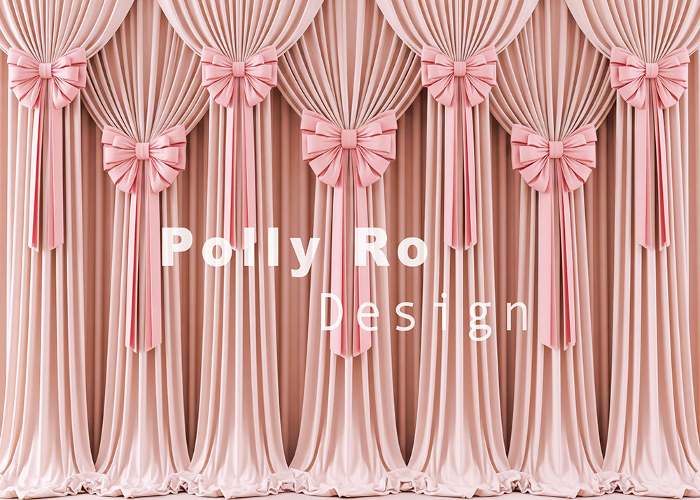 Avezano Pink Bow Curtain Photography Backdrop Designed By Polly Ro Design