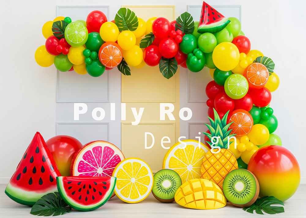Avezano Fruit Balloon Arch Photography Backdrop Designed By Polly Ro Design