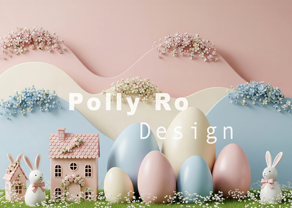 Avezano Pastel Easter Cottage Photography Backdrop Designed By Polly Ro Design