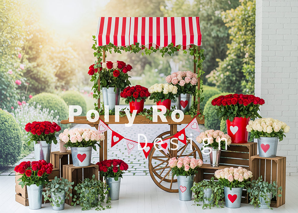 Avezano Heart Rose Flower Cart Photography Backdrop Designed By Polly Ro Design