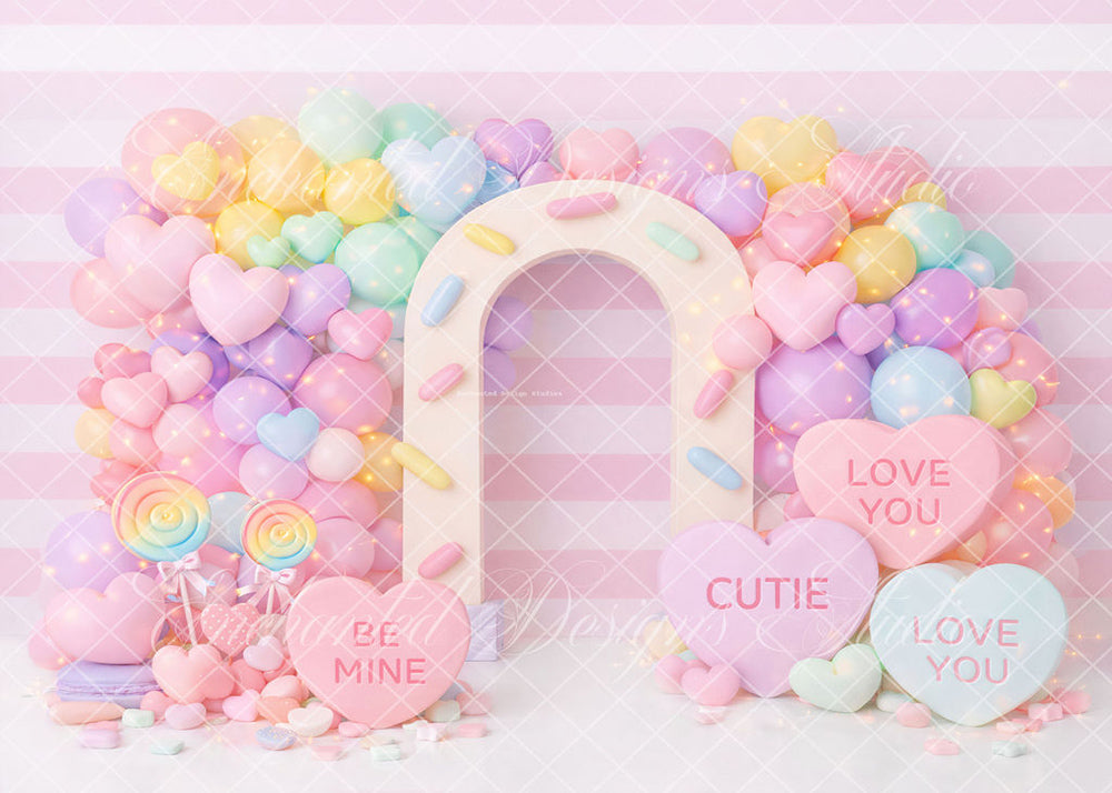 Avezano Candy-Colored Heart Balloon Arch Backdrop Designed By Enchanted Design Studio
