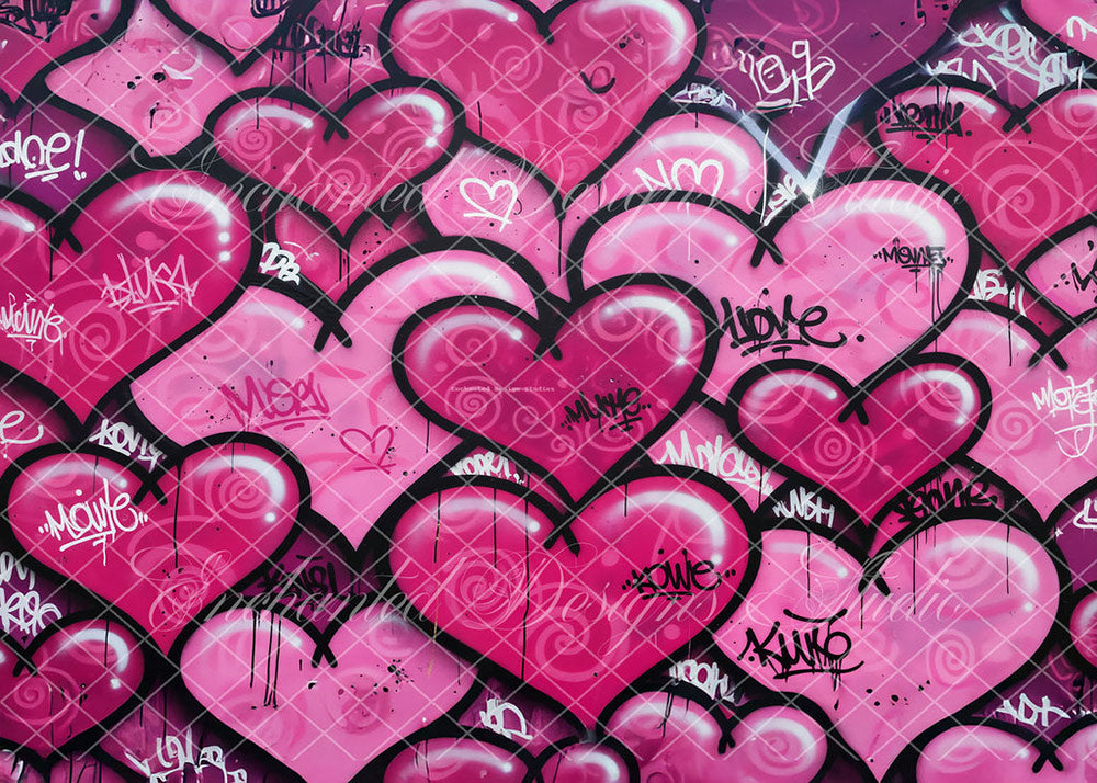 Avezano Pink Heart Graffiti Backdrop Designed By Enchanted Design Studio
