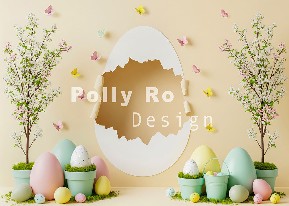 Avezano Cracked Egg Spring Tree Photography Backdrop Designed By Polly Ro Design