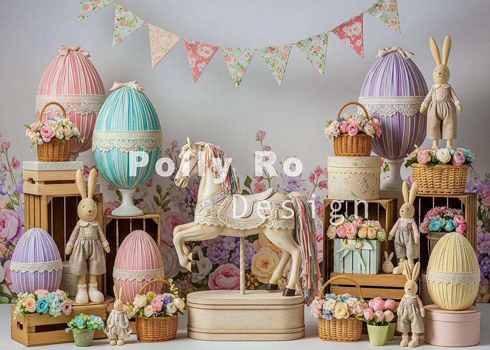 Avezano Lace Egg Easter Bunny Photography Backdrop Designed By Polly Ro Design
