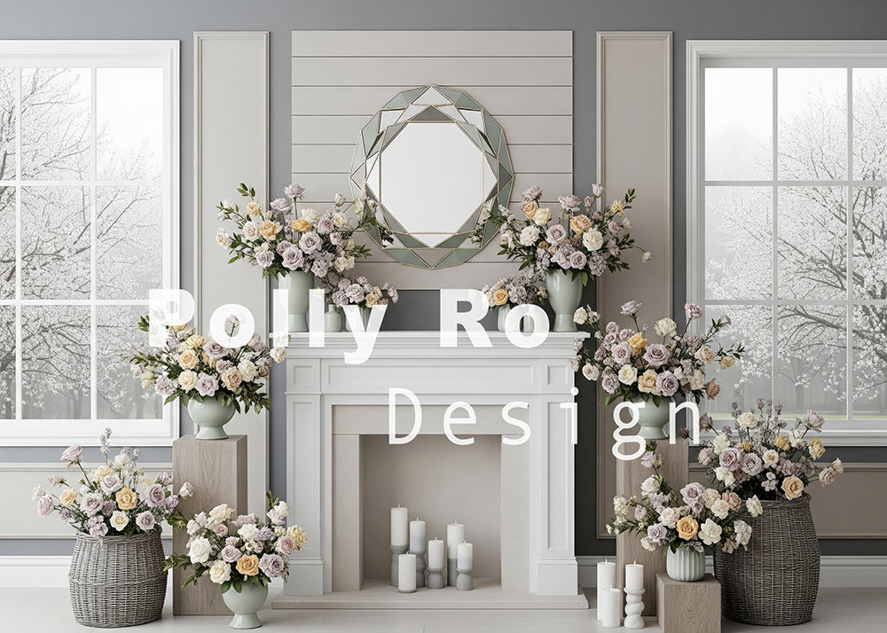 Toile de fond pour photographie de baiser de roses et de ballons de la Saint-Valentin d'Avezano conçue par Polly Ro Design