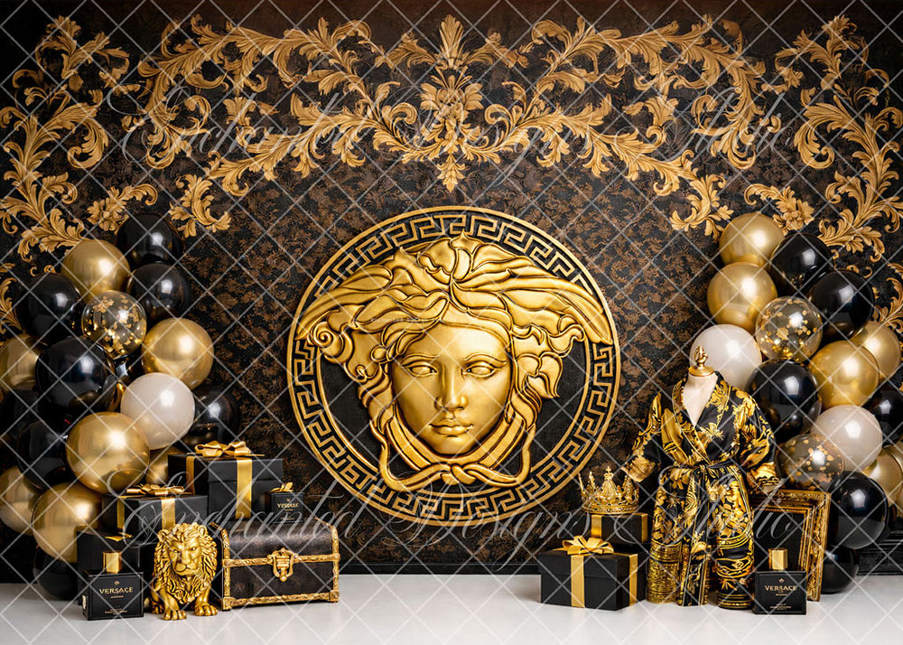 Avezano Versace Black Gold Luxury Backdrop Designed By Enchanted Design Studio