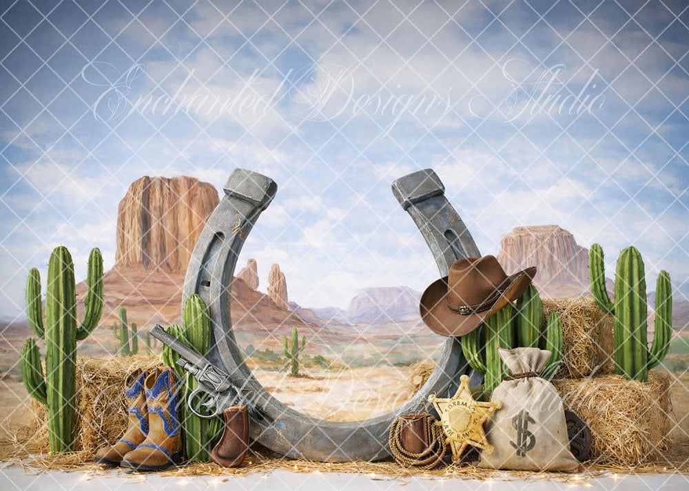 Avezano Western Cowboy Horseshoe Backdrop Designed By Enchanted Design Studio