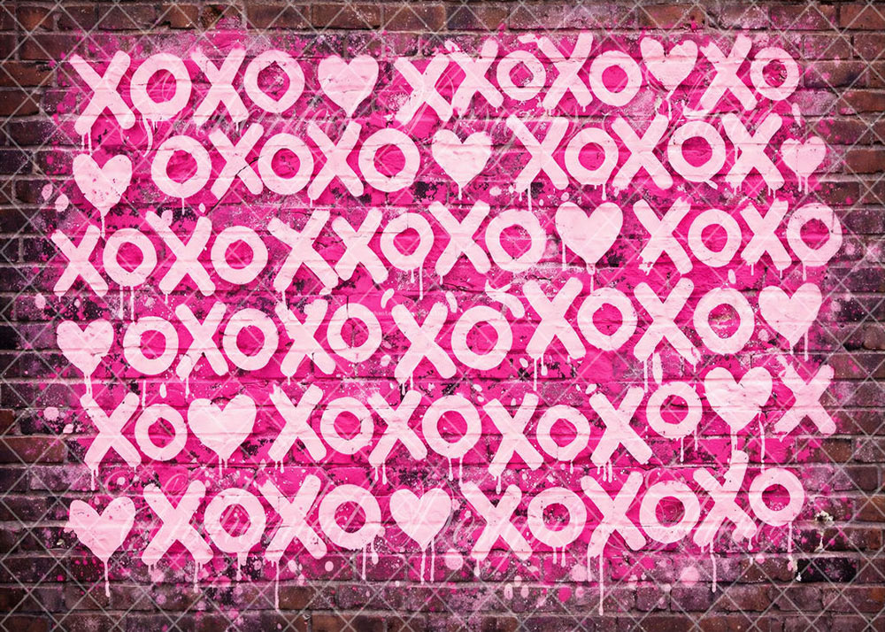 Avezano Pink XOXO Graffiti Wall Backdrop Designed By Enchanted Design Studio