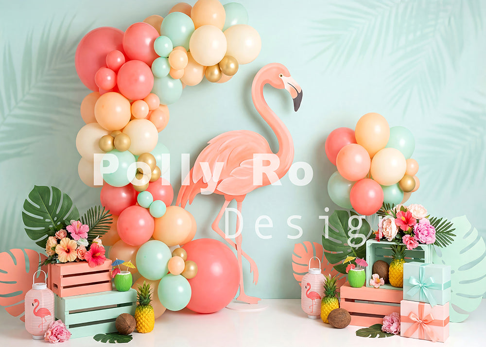 Toile de fond pour photographie de baiser de roses et de ballons de la Saint-Valentin d'Avezano conçue par Polly Ro Design