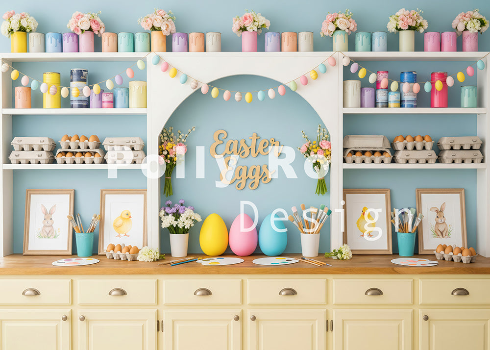 Avezano Easter Egg Painting Shelf Photography Backdrop Designed By Polly Ro Design