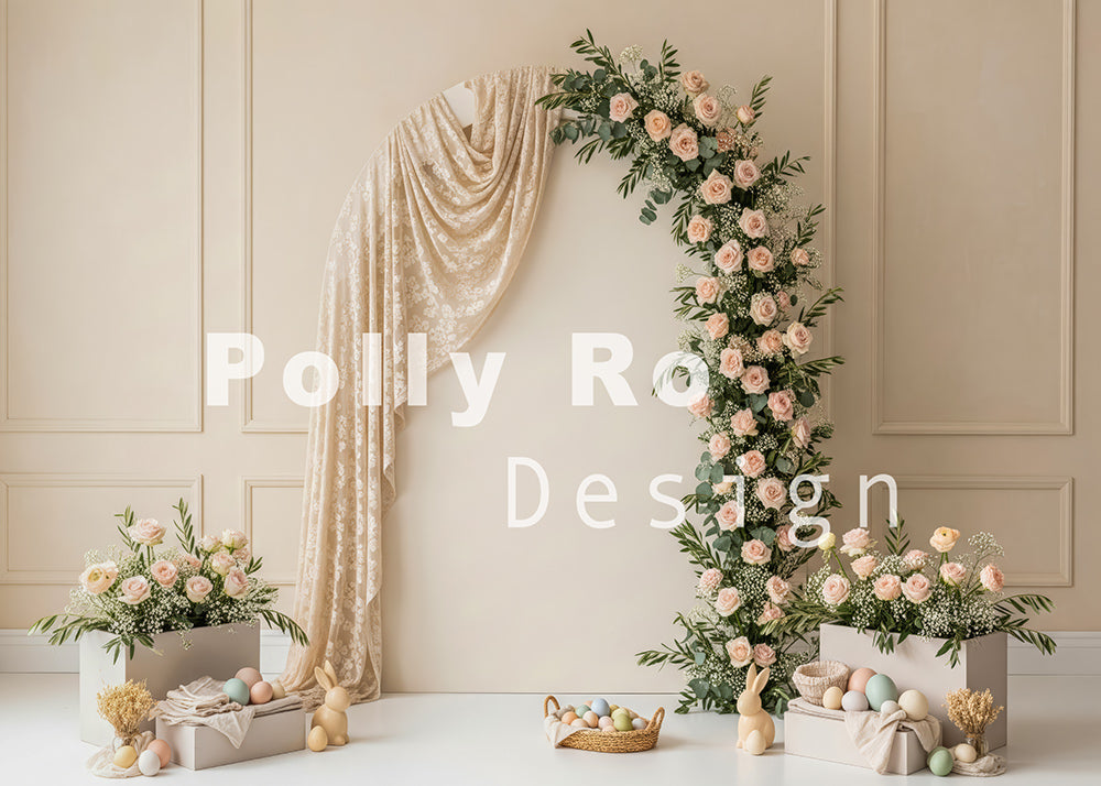 Toile de fond pour photographie de baiser de roses et de ballons de la Saint-Valentin d'Avezano conçue par Polly Ro Design